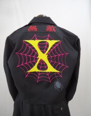 X-JAPAN　黒ショート特攻服上下刺繍　蜘蛛の巣サムネイル